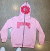 Herenhoodies Sweatshirts Hight street Heren roze zonnebloemprint rits hoodie punk Fashion y2k jas oversized streetwear gothic losse top van hoge kwaliteit 230815