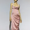 Lässige Kleider Frauen Sexy Satin Cocktailkleid Hosenträger Hochzeit Brautjungfer Elegante rückenfreie Schlinge Party Abend 2023