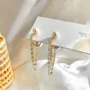 Stud Earrings 1Pcs High Quality Earring Fashion Chain Tassel Shiny Highlight Pearl Ear Jewelry Accessories For Women TEN