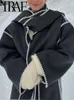 Wełniane mieszanki wełny z szalikiem Zakres Kobiet Kobiet Trench płaszcz jesienny zima ciepłe guziki długie rękawy luźne kurtka żeńska wiatr 231130