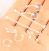 16G صافية أكريليك UV BELLY BELLY RINGS الأنف الحاجب حلقة الشفاه بار الحديد الصناعي أذن ثقب جسم المجوهرات 5319741