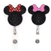 10 szt. Lot Cute Key Pierścienie Animal Rhinestone Mouse Head Stylna karta identyfikacyjna dla pielęgniarki Akcesoria