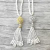 Collares pendientes 1 Unids Ahueca hacia fuera el encanto del circón Colgante CZ Micro pave Shell Perlas Cuentas borlas Mujeres Joyería de Moda Collar MK51216n