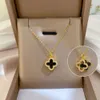 Vans trèfle collier mode diamants trèfle pendentif collier avec coquille réversible 18K Jade dames cadeaux de luxe