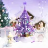 Fournitures de jouets de noël MOC cristal arbre de noël boîte à musique blocs de construction bricolage créatif rotation boîte à musique briques jouets pour enfants cadeaux 231130