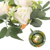 Decorative Flowers Candlestick Garland Christmas Artificial Flower Ring Leaf Rings Wreath Pillars Cloth Centerpieces Rose