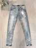 Lila Jeans Herren-Jeans Designer Lila Herren-Jeans Lila gebrochene gerade Jeans Rissige, verwaschene alte Jeans Lila Jeans Designer 4 Z928