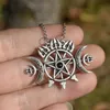 Anhänger-Halsketten Siegel der Hekate Dreifachmond-Pentagramm-Halskette Gothic Wicca-SchmuckAnhänger-HalskettenAnhänger237F