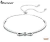 BAMOER High Quality 925 Sterling Silver Bowknot Clear Cubic Zircon Bangles Bracelets for Women Sterling Silver Jewelry SCB108 LY195728753