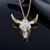 Collier de créateur Bijoux de luxe Vintage Bull Skull Pendentif pour hommes enveloppé Gem Buffalo Bovins American Western National Style 298m