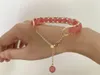 Bracelets de charme Bracelet en cristal rose pour femmes Vintage style chinois perles de pierre bracelet haut de gamme main bijoux de mode accessoires communs