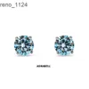 Passera diamanttestaren Blue Moissanite S925 Silver Cut Diamond Hiphop Studörhängen för män kvinnor