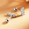 Stud Serenity Day 6 Piedras Real D Color 0.6ct Un par 3 mm Pendientes de tornillo completo para mujeres S925 Joyería fina de plata esterlina 231130