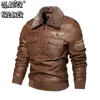 Mens Leather Faux Autumn and Winter Brodery Original Moto Biker Coat Jacket Motorcykelstil Casual varm överrock 231201