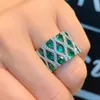 Pierścienie ślubne Kqdance stworzyło szarpnięcie szmaragd Tanzanite szafirowy rubin pierścionek z zielonkłowatym kamieniem 18K Białe złote biżuteria dla kobiety 231130