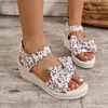 Sandals Women Summer Casual Low Wedges Slip On Platform Beach Hick Sole Roman Buckle Strap