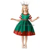 女の子のドレスガールズクリスマスキッズドレス印刷サテンショートサンタクロースコスプレプリンセスコスチューム子供服9色ドロップD DHGOM