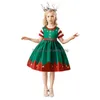 Vestidos da menina meninas natal crianças vestido impressão cetim curto papai noel cosplay princesa traje crianças roupas 9 cores gota d dhgom