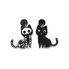 Stud Cute Animal Glitter Black Cat And Skeleton Asymmetric Acrylic Earrings For Women Lovely Kitty Fashion JewelryStud Kirs22228n