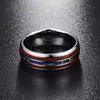 Couleur argent koa bois incrustation d'ormeau haute polissage 8mm largeur 100% véritable alliance élégance anneaux en carbure de tungstène pour hommes 210701289c