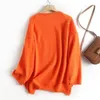 Swetry damskie zwięzione modne pullover o nokrecie flary rękaw swobodny dzianinowy kolor pomarańczowy kolor pomarańczowy