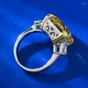 Anéis de cluster retro 925 prata esterlina 12/12mm asscher corte topázio anel de pedra preciosa para mulheres laboratório moissanite festa de noivado de jóias finas