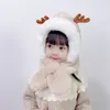 Vinter varm hatt halsduk inställd för under 6y barn flickor pojke plysch hatt öronflap hoodie halsduk tjock öronmuffor hatt för spädbarn