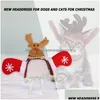 Vêtements de chien Noël mignon chat bandeau feutre tissu chapeau cerf bois couronne costume de père Noël cosplay coiffe accessoires pour animaux de compagnie goutte dhx5m