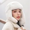 Berets Grosso Fluffy Plush Mulheres Chapéu Inverno Quente À Prova de Frio Earmuffs Cap para Homens Earflap Beanie Outdoor Warmer Bomber