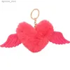 Catene Cangersi ali del cuore Love Hair Ball Keechain Penderant Plush Bag Girl Ornaments Car Spect Gift Llaveros Mujer Keemain R231201