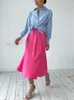 Spódnice eleganckie damskie jedwabną satynową satynową satynową spódnicę lady lady moda stała kolor fioletowy dla kobiet 2023