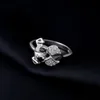Обручальные кольца Potiy Натуральная овальная форма Черная шпинель Милая собака Массивное кольцо Стерлингового серебра 925 пробы для женщин Повседневные украшения для вечеринок 231201