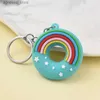 Keychains Lanyards Cute Donut Keychain Cartoon Imitation Food Key Chain for Girls Student Backpack Pendant Car Ornament Party Accessories R231201