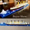 Julleksakstillbehör 1860pcs RMS Titanic Model Stor kryssningsfartyg/båt 3D Micro Building Blocks Bricks Collection Diy Toys for Children Christmas Gift 231129