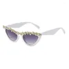 Zonnebril Kristal Diamant Cat Eye Dames Merk Designer Fashion Shades Zwart Rood Frame Persoonlijkheid Bling Brillen