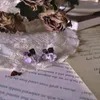 Orecchini a bottone coreano fiore viola orecchino quadrato di cristallo per donna ragazza moda matrimonio festa accessori gioielli regalo 2023