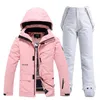 Women's Winter Snow Suit Sets Snowboarding Clothing Skiing Costume 10k Waterproof Windproof Ice Coat Jackets and Strap Pants 231222