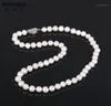 Shinygem Natural 79mm Freaschwater İnci Chocker Yuvarlak Beyaz İnci Kadın Kolyeleri Klasik Düğün Takı Zarif Kolye19192113