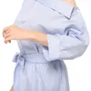 Party Dresses Summer Women Dress Blue Striped Shirt Short Sundress Mini Sexig Side Split Half Sleeve Beach 2023 Size Elbise