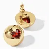 Nouveau design de niche diamant étoile à cinq branches rouge amour boucles d'oreilles demi-cercle S925 aiguille en argent mode cadeau sauvage accessoires2863