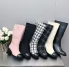 Chanells authentique chanellies chaannel cuir nouvelle qualité femme arrive les chaussures de haut bottes hautes talons mi-moes de mollet chaussures deigner chaussures rond d'orteil glisser les bottes en daim bottes