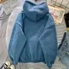 Kadın Hoodies Sonbahar Kış Kalın Sıcak Ceket Velvet Kaşmir Kadınlar Hoody Sweatshirt Katı Mavi Külçe rahat üstler Leydi Gevşek Uzun Kollu
