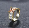 Choucong New Sparkling Luxury Jewelry 925 Sterling Silver Princess Cut Cut Cut Shumpagne Topaz CZ Diamond Women Wedding Party Finger Ring 8173034