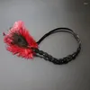 Berets 652F Flapper Headband Masquerade Headpiece Feather Woman Carnivals Mardi Gras Feathers Gatsbys