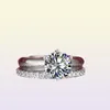 Antini anti -allergia anti -dissolvenza Pure 925 anelli d'argento set di anelli di fidanzamento diamantato zirconia cubici set di gioielli da sposa per donne DR6511079
