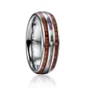 Bröllopsringar 6mm Hawaiian Koa Wood and Abalone Shell Tungsten Carbide for Women Menwedding Lois22285n