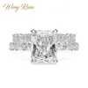 Wong Rain Luxury 100% 925 Sterling Silver Created Moissanite Gemstone Engagement Ring Sets Wedding Band Fine Jewelry Whole T20277c