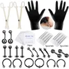 Anneaux de nez Goujons 42pcs / set Kit d'outils de perçage corporel Aiguilles de perçage Pince Gants Pinces avec mamelon Sourcils Nez Sourcils Nombril Anneau Bijoux 231201