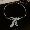 Necklace Earrings Set Sweet Shine Rhinestone Zircon Bow Choker For Women Exquisite Temperament Fashion Jewelry