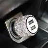 Bling Bling Dual USB -biladapter flera portar Rhinestones Crystal Fast Charging Phone Quick Charge Diamond Car Charger Android